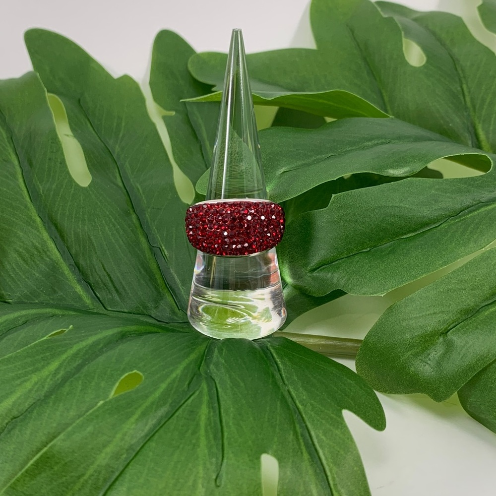 Red Pavéd Crystal Ring